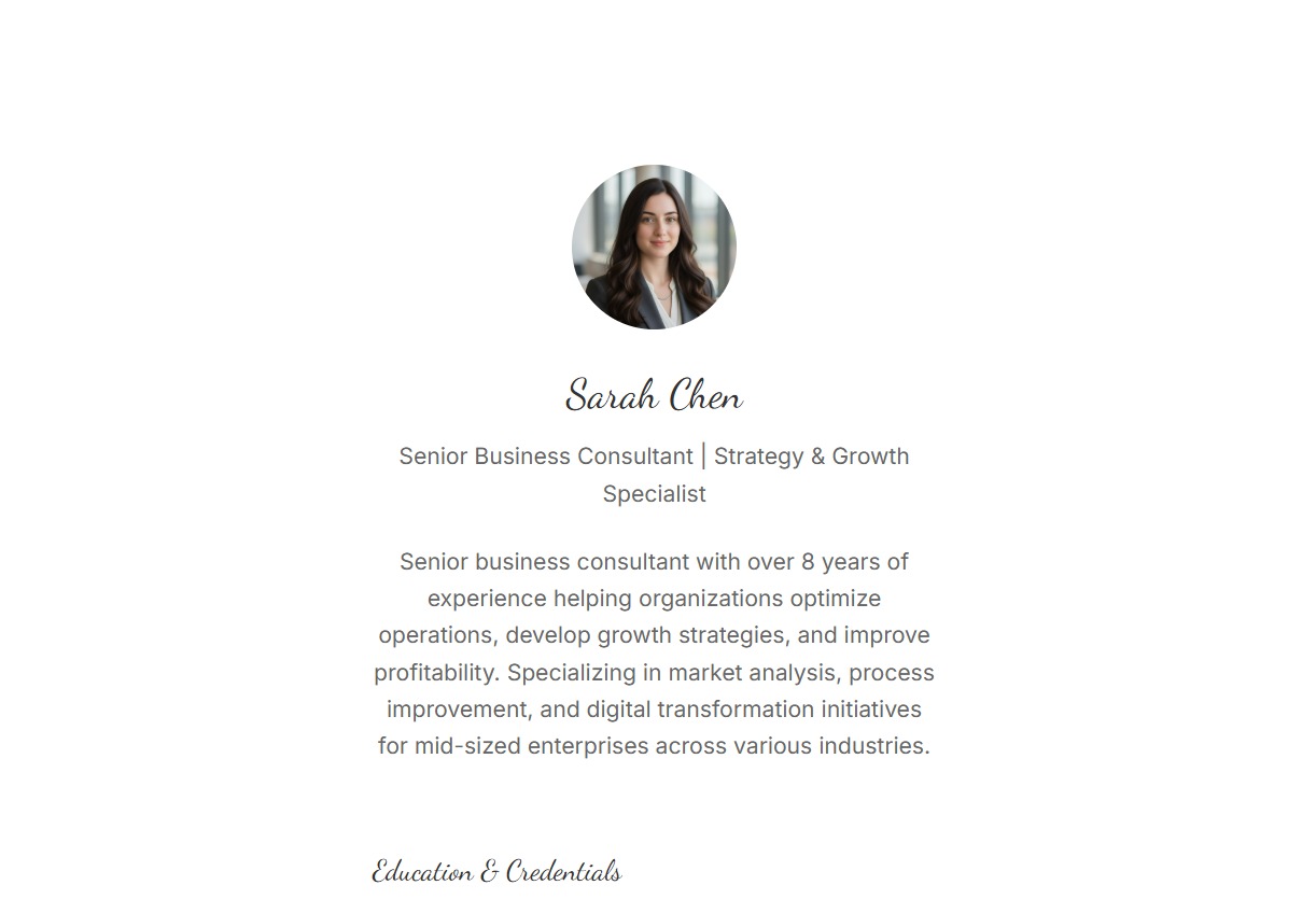 Screenshot of Simple Resume template
